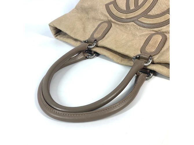 Chanel Deka Coco CC Logo Shoulder Bag Beige - view 8