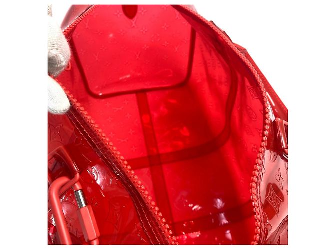 Borsa Keepall Bandoulière 50 Monogram Prism Trasparente Louis Vuitton Rosso - vista 15