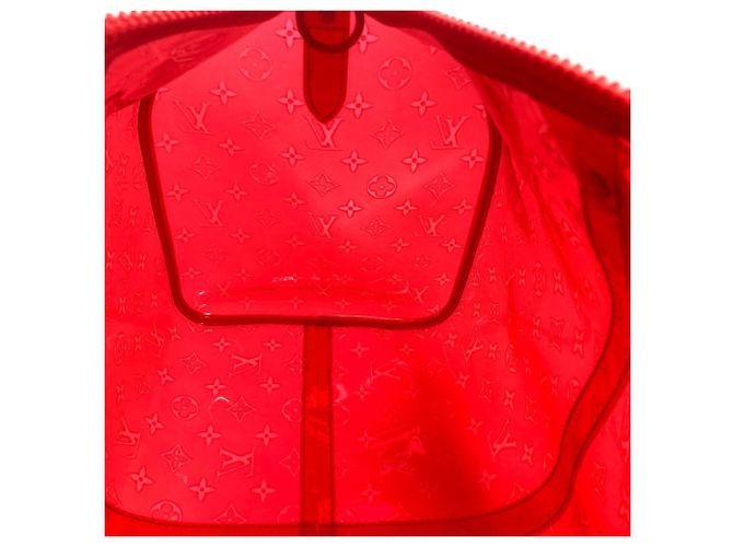 Borsa Keepall Bandoulière 50 Monogram Prism Trasparente Louis Vuitton Rosso - vista 16