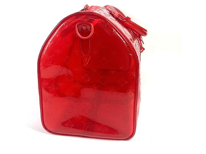 Borsa Keepall Bandoulière 50 Monogram Prism Trasparente Louis Vuitton Rosso - vista 5