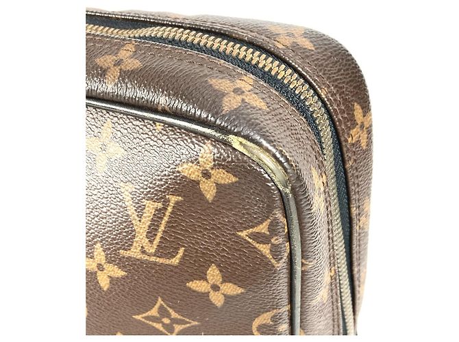 Borsa tote Monogram Macassar Louis Vuitton Marrone Nero - vista 8