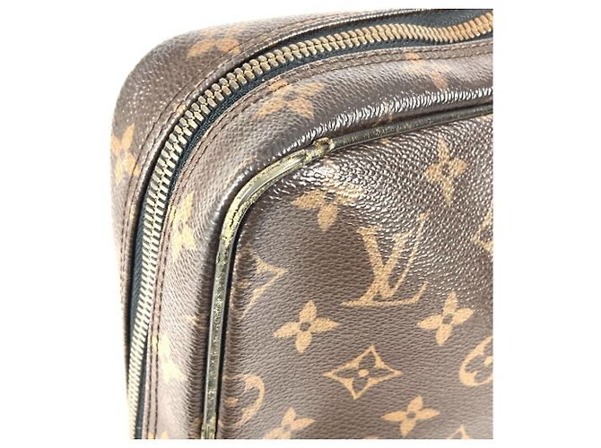 Borsa tote Monogram Macassar Louis Vuitton Marrone Nero - vista 9