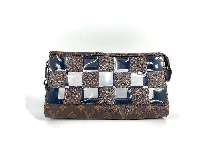 Borsa Pouch Stand Damier Monogram Louis Vuitton Marrone Damier ebene Monogramma - vista 2