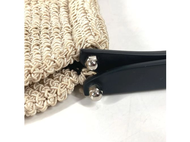 Borsa a mano in plastica a rete con logo Chanel Nero Beige - vista 10