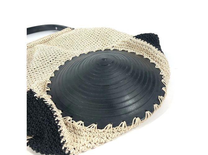 Borsa a mano in plastica a rete con logo Chanel Nero Beige - vista 11