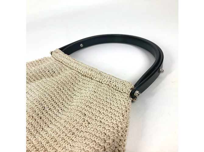 Borsa a mano in plastica a rete con logo Chanel Nero Beige - vista 12