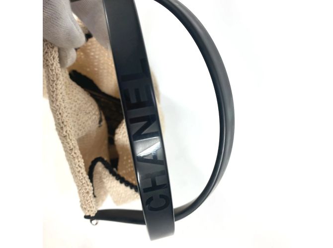Borsa a mano in plastica a rete con logo Chanel Nero Beige - vista 13