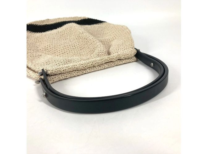 Borsa a mano in plastica a rete con logo Chanel Nero Beige - vista 6