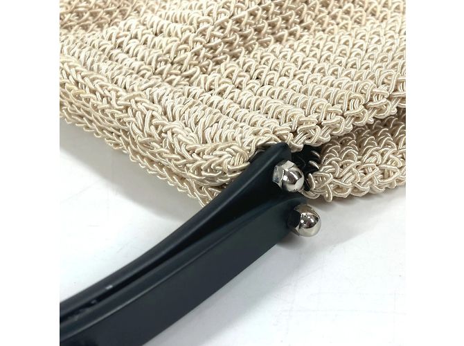 Borsa a mano in plastica a rete con logo Chanel Nero Beige - vista 8
