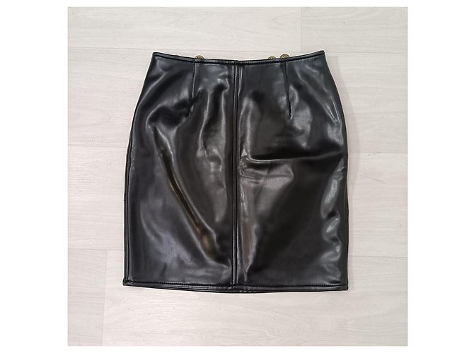 Falda de cuero sintético Moschino Jeans Negro - vista 2