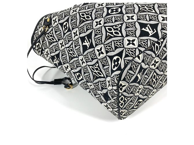 Borsa tote Neverfull MM Monogram Louis Vuitton dal 1854 Nero Bianco - vista 10