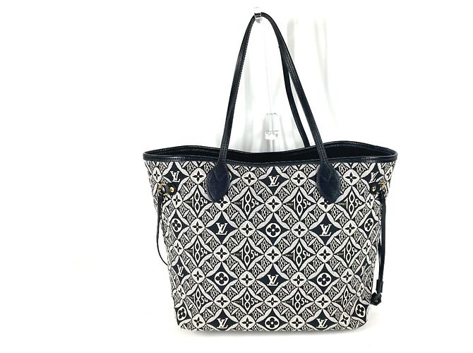 Borsa tote Neverfull MM Monogram Louis Vuitton dal 1854 Nero Bianco - vista 2