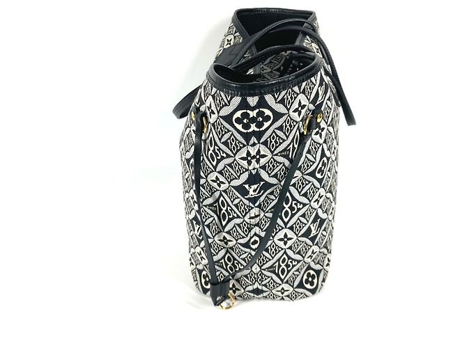 Borsa tote Neverfull MM Monogram Louis Vuitton dal 1854 Nero Bianco - vista 3