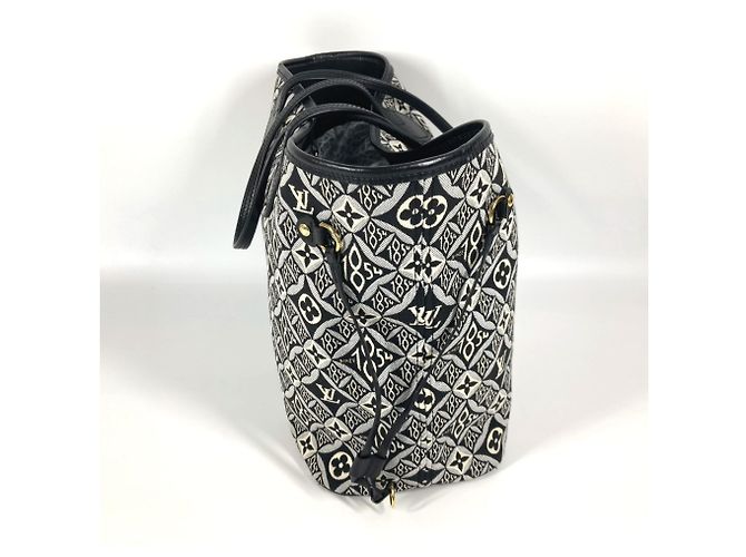 Borsa tote Neverfull MM Monogram Louis Vuitton dal 1854 Nero Bianco - vista 4