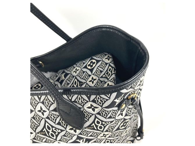 Borsa tote Neverfull MM Monogram Louis Vuitton dal 1854 Nero Bianco - vista 7