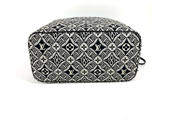 Borsa tote Neverfull MM Monogram Louis Vuitton dal 1854 Nero Bianco - vista 8