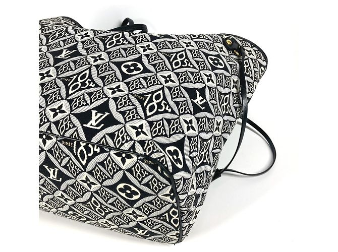 Borsa tote Neverfull MM Monogram Louis Vuitton dal 1854 Nero Bianco - vista 9