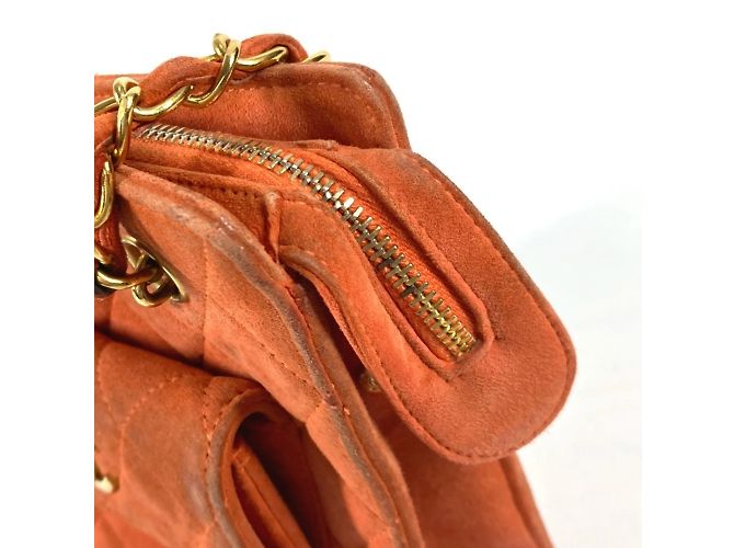 Chanel Vintage CC Coco Mark gesteppte Wildleder Schultertasche Orange - Ansicht 10