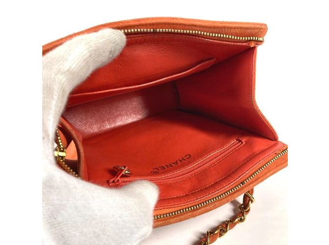 Chanel Vintage CC Coco Mark gesteppte Wildleder Schultertasche Orange - Ansicht 12