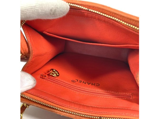 Chanel Vintage CC Coco Mark gesteppte Wildleder Schultertasche Orange - Ansicht 14