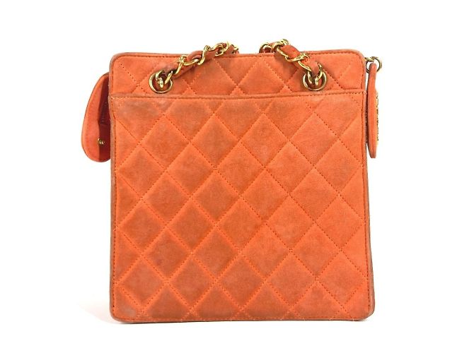 Chanel Vintage CC Coco Mark gesteppte Wildleder Schultertasche Orange - Ansicht 2