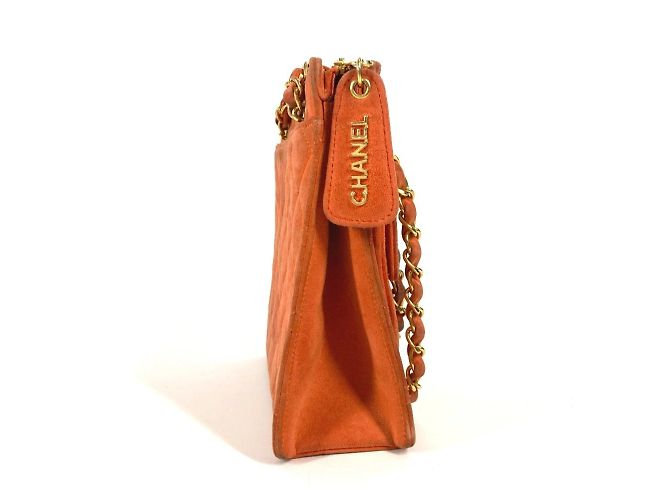 Chanel Vintage CC Coco Mark gesteppte Wildleder Schultertasche Orange - Ansicht 3