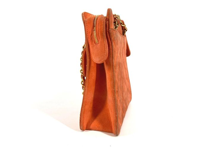 Chanel Vintage CC Coco Mark gesteppte Wildleder Schultertasche Orange - Ansicht 4