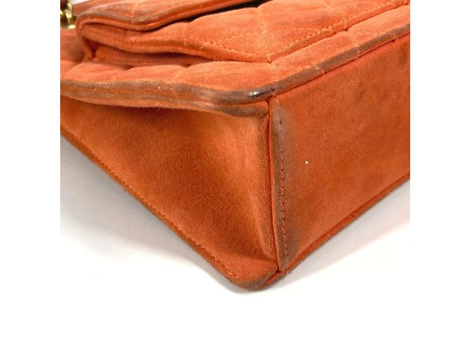 Chanel Vintage CC Coco Mark gesteppte Wildleder Schultertasche Orange - Ansicht 7