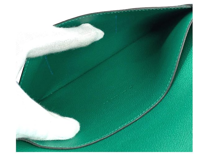Hermès Lange Brieftasche R.M.S Tutanman Bicolor Hermes Blau Grün - Ansicht 11