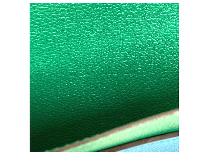 Hermès Lange Brieftasche R.M.S Tutanman Bicolor Hermes Blau Grün - Ansicht 12