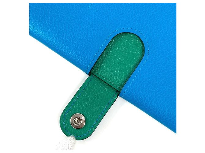 Hermès Lange Brieftasche R.M.S Tutanman Bicolor Hermes Blau Grün - Ansicht 14