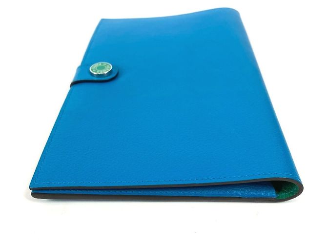 Hermès Lange Brieftasche R.M.S Tutanman Bicolor Hermes Blau Grün - Ansicht 3