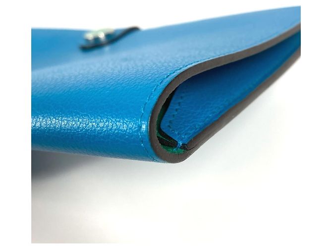 Hermès Lange Brieftasche R.M.S Tutanman Bicolor Hermes Blau Grün - Ansicht 6