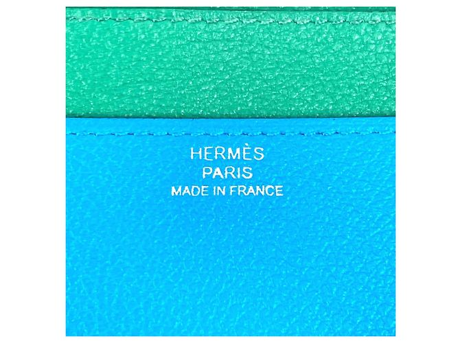 Hermès Lange Brieftasche R.M.S Tutanman Bicolor Hermes Blau Grün - Ansicht 9