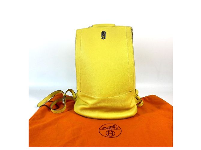 Hermès GR24 Leder-Rucksack Gelb - Ansicht 16