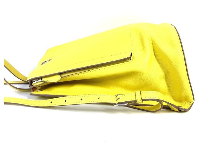 Hermès GR24 Leder-Rucksack Gelb - Ansicht 3