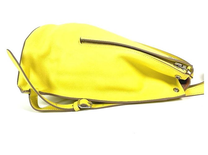 Hermès GR24 Leder-Rucksack Gelb - Ansicht 4