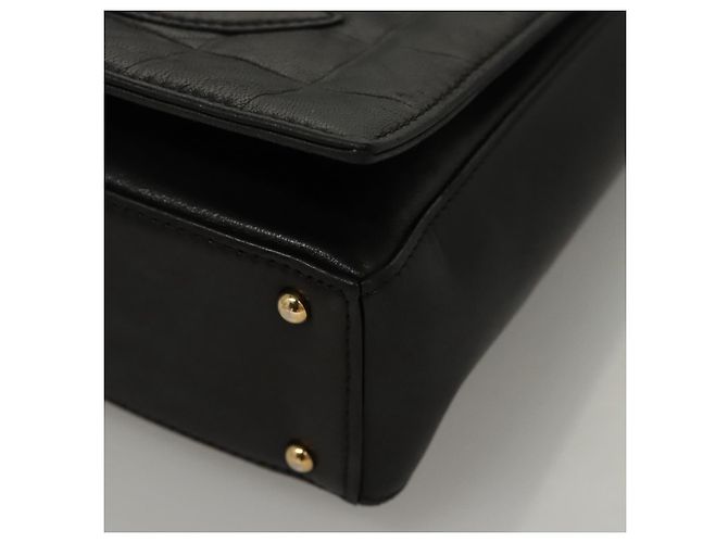 Borsa a spalla CHANEL Choco Bar in pelle di agnello nera CC Auth mr1233 Nero - vista 11