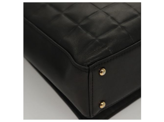 Borsa a spalla CHANEL Choco Bar in pelle di agnello nera CC Auth mr1233 Nero - vista 12