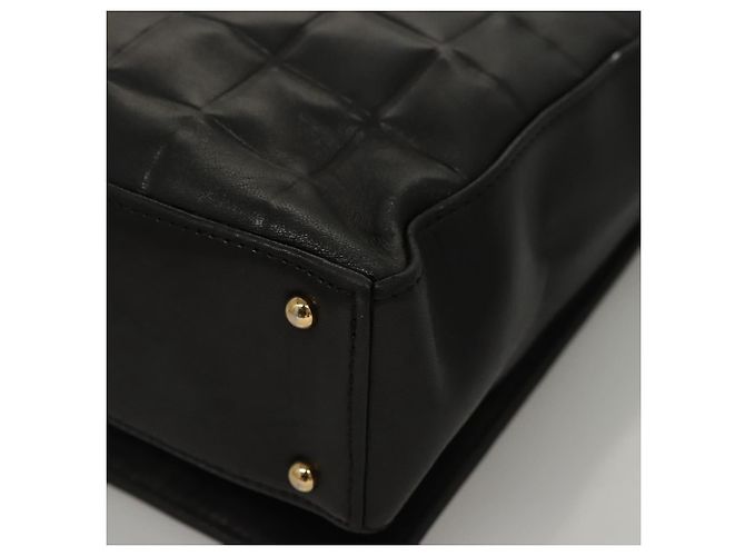 Borsa a spalla CHANEL Choco Bar in pelle di agnello nera CC Auth mr1233 Nero - vista 13