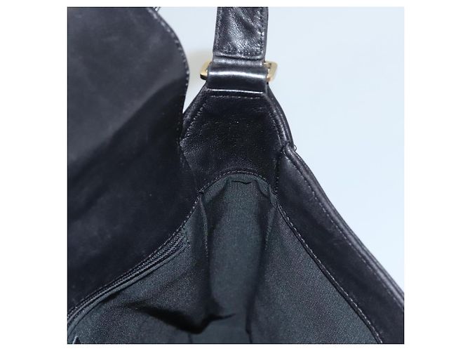 Borsa a spalla CHANEL Choco Bar in pelle di agnello nera CC Auth mr1233 Nero - vista 17
