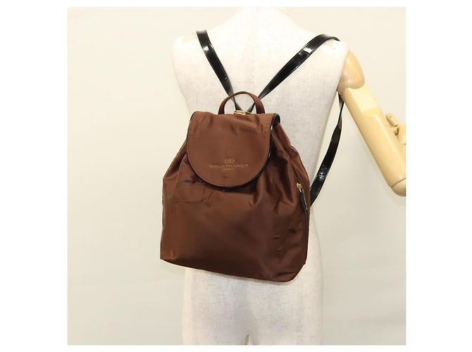 Zaino BALENCIAGA in nylon marrone Auth bs24055 - vista 27