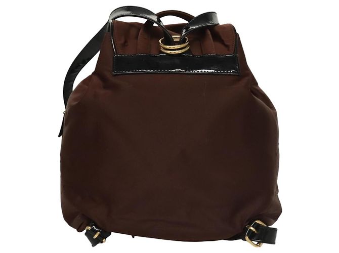 Zaino BALENCIAGA in nylon marrone Auth bs24055 - vista 3