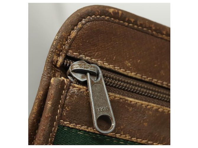GUCCI GG Supreme Web Sherry Line Borsa PVC Beige Verde 017 115 4126 Auth ki5678 - vista 12