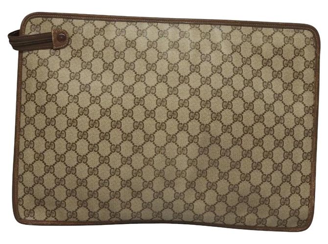 GUCCI GG Supreme Web Sherry Line Borsa PVC Beige Verde 017 115 4126 Auth ki5678 - vista 3