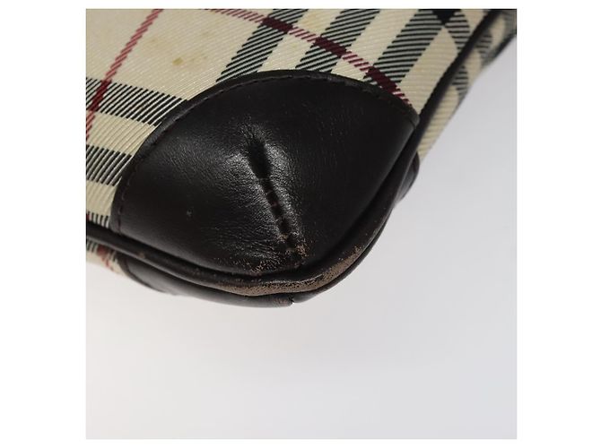 Burberry Borsa a spalla Nova Check in nylon beige marrone argento autentica 116145 - vista 12