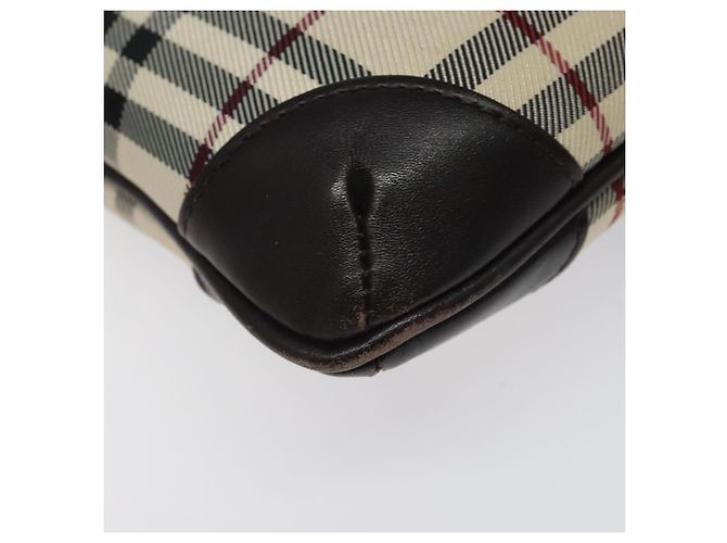 Burberry Borsa a spalla Nova Check in nylon beige marrone argento autentica 116145 - vista 13