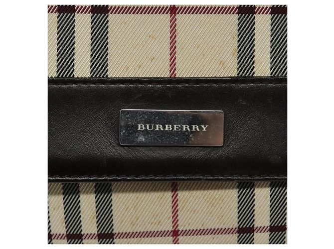 Burberry Borsa a spalla Nova Check in nylon beige marrone argento autentica 116145 - vista 14