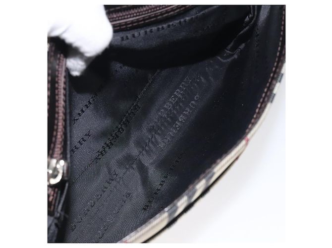 Burberry Borsa a spalla Nova Check in nylon beige marrone argento autentica 116145 - vista 15