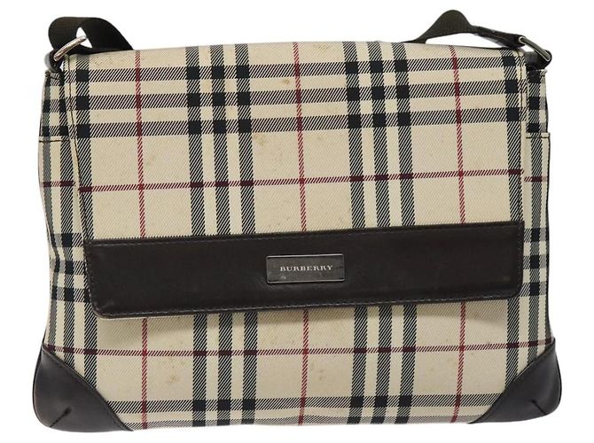 Burberry Borsa a spalla Nova Check in nylon beige marrone argento autentica 116145 - vista 2